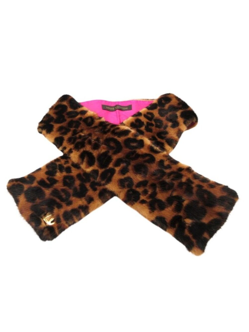 Louis Vuitton Scarf Echarpe Vison Leopard Mink Silk 100% Brown